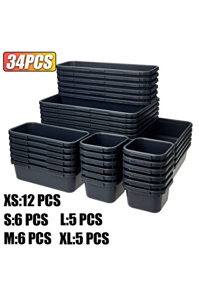 choice2 34PCS 61/45/34/24/9PCS Desk Drawer Organizers 5 Size Interlocking Sha...