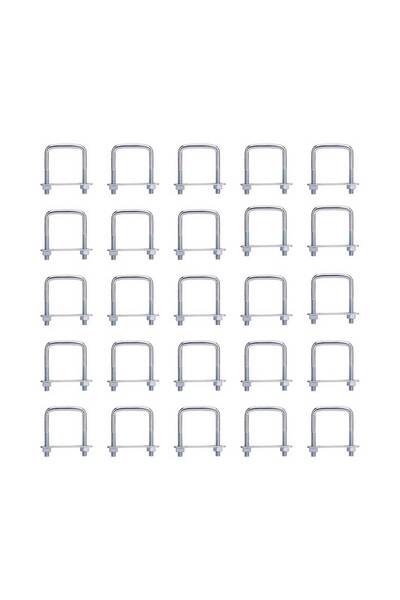 EmaConstruct Set de 25 de console de fixare a panourilor de gard galvanizate cu placă și piulițe pentru stâlp de 50x50 mm