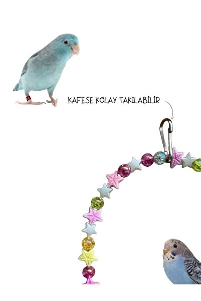 Tüylü Tezgah Muhabbet Kuşu Salıncağı Kafes Kuşları için Tünekli Salıncak Kuş Tüneği Çıngıraklı Boncuklu