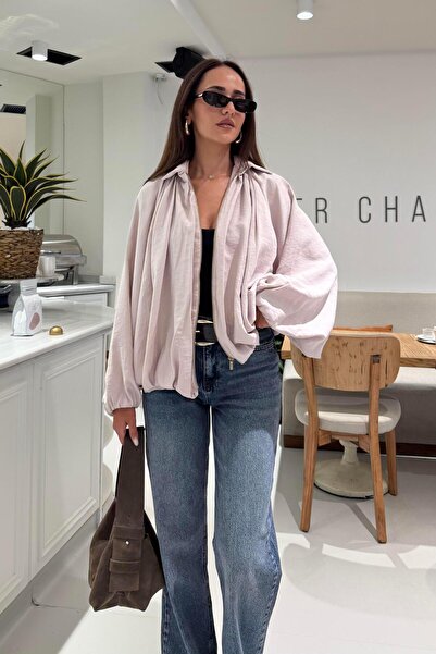 Nazliye Taş Renk Yarasa Kol Premium Ceket