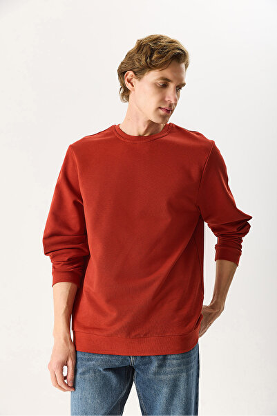 VENA Ανδρικό φούτερ Rich Crew Neck Regular Fit 3 Thread Basic 100% βαμβάκι - Πλακάκι