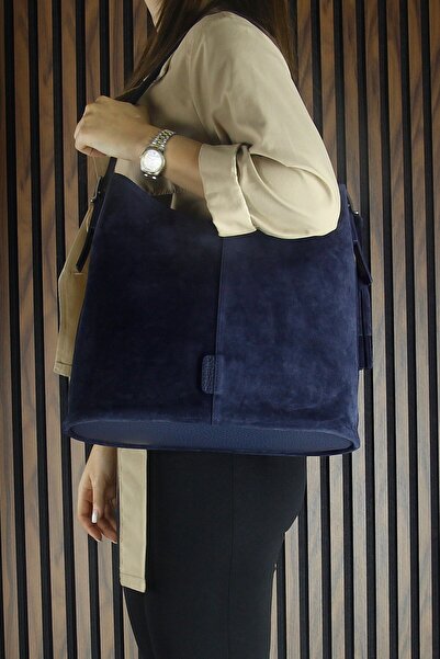 Erkan Saçmacı Синя натуральна шкіра з замшевими китицями, магнітна кришка, велика щоденна сумка через плече та ручна сумка