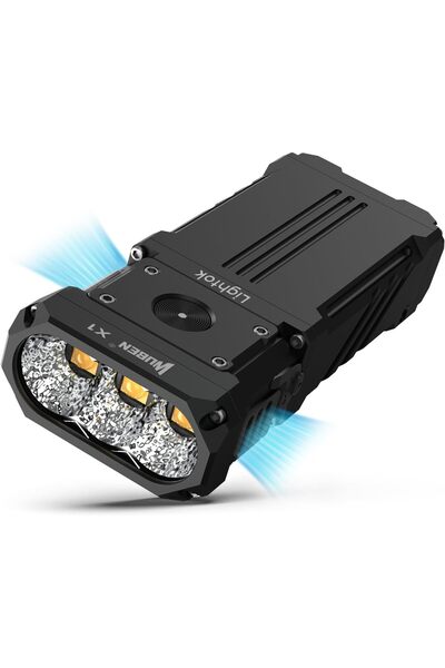 Wuben مصباح يدوي قابل لإعادة الشحن X1 بقوة 12000 لومن، 7 أوضاع، مقاوم للماء IP55