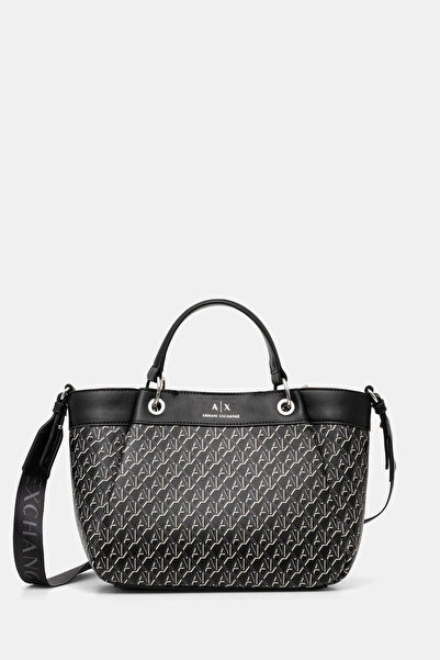Armani Exchange Women's Magnetic Buckle Two Handles Detachable and Adjustable Shoulder Strap Black Shoulder Bag Xw000393