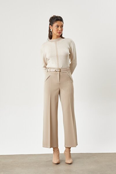 Guzella Thick Gabardine Wide-Leg Pants