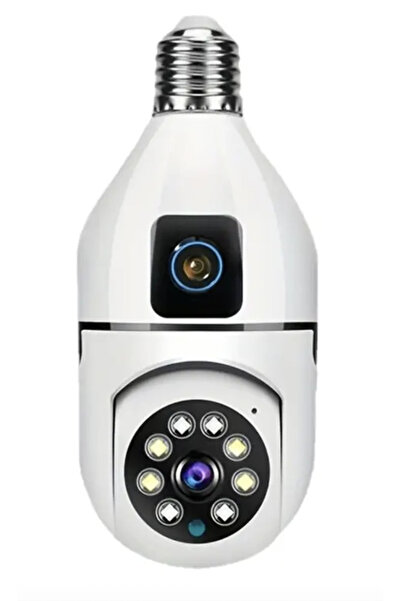 yollayenilensin 8MP E27 4K WiFi Ampül Kamera – 360° Panoramik Görüşlü, Gece G...