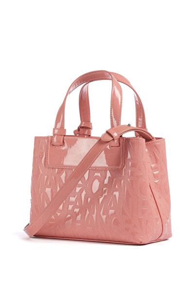 Armani Exchange Women's Magnetic Closure Zippered Compartment Logo Patterned Pink Shoulder Bag Xw001576 Af17290-U4076