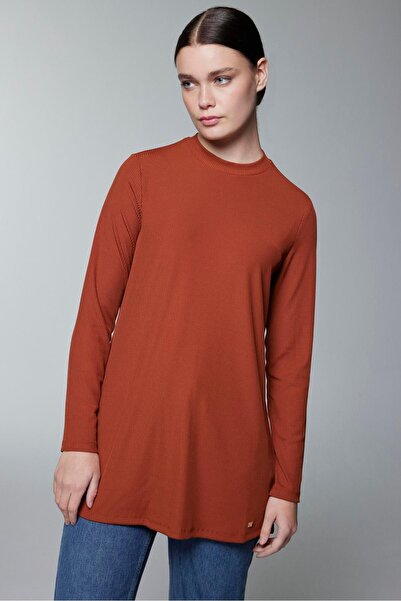 Zühre Crew Neck Corded Fabric Long Sleeve Tan Underwear I-0014