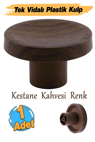 Badem10 Tek Vidalı Bohem İç Bükey Plastik Düğme Kulp Kestane Kahvesi Renk Mob...