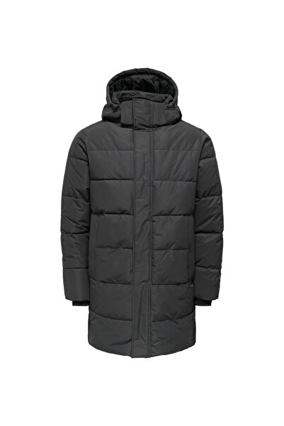 Only & Sons Antrasit Erkek Mont ONSCARL LIFE LONG QUILTED COAT OTW