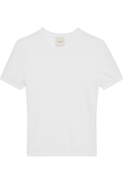 Calvin Klein Cap Sleeve Pointelle Baby Tee Kadın Triko