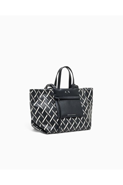 Armani Exchange Women's Extra Sling Pocket Patterned Long Shoulder Strap Black Shoulder Bag Xw001538 Af17255-Mc043