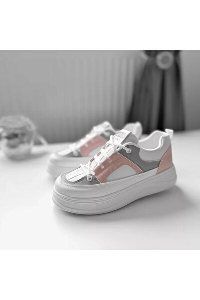 Casual Women's sneakers made of eco-leather, casual, CL2309, White with Gray