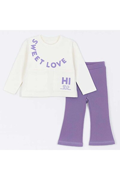 gigigiyim Yazı Printed Flared Detailed Girls' Suit