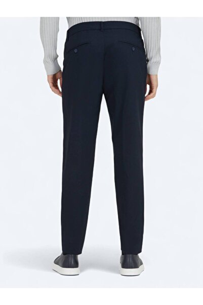 Kip Navy Blue Woven Jogging Fit Casual Trousers