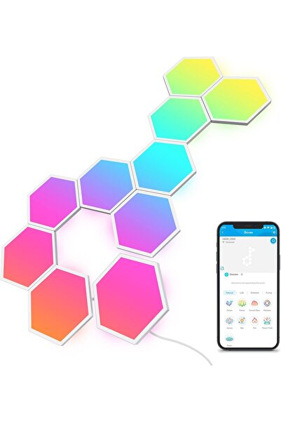 Govee Glide Hexa Panels Smart Hexagon LED Wall Lights Wi‑Fi RGBIC, 10-Pack