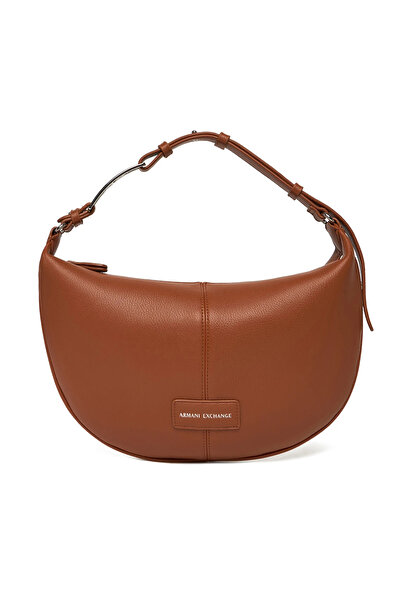 Armani Exchange Women's Adjustable Strap Zippered Logo Label Brown Shoulder Bag Xw001574 Af15632-U6048