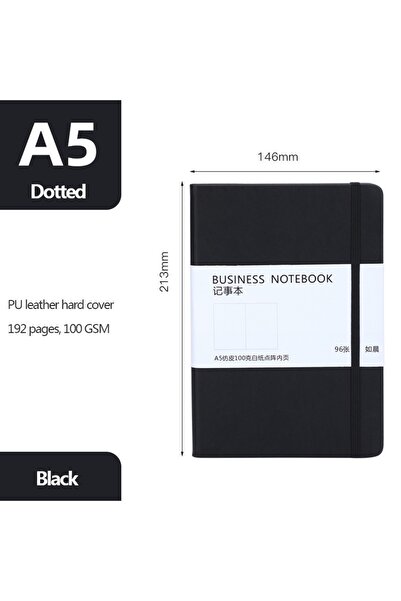 Choice A5 A513-Black A5 Notebook Classic Journal Dotted Paper Hard Cover 100 GSM 192 Pages Planner Bujo Di