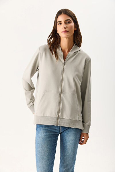 VENA Γυναικείο φούτερ Gwen Yanı με άνοιγμα φερμουάρ - Γκρι