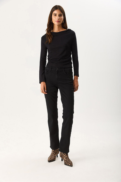 VENA Women's Gabriel Carbon Black Straight Fit Jean Pants - Carbon Black