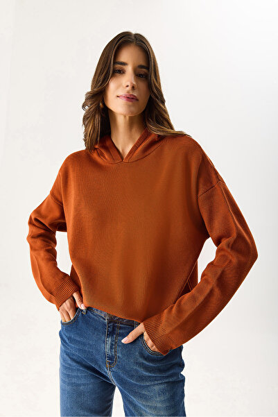 VENA Women's Angelica Hooded Regular Fit Knitwear Sweater - Tile