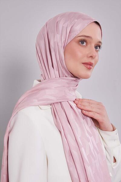 Levidor Pembe Geometrik Desen Jakar Şal