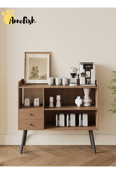 AnneFish 100*35*90cm Coffee Corner Home Kitchen Coffee Bar Cabinet Shelf With Drawers Display Cabinet