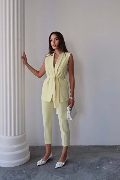 Swass Yellow High Waist Ankle Length Pants