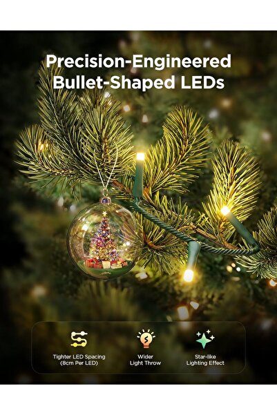 Govee Christmas Sparkle String Lights 66ft, RGBWIC, 250 Bullet-Head LEDs, App-Controlled