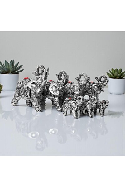 e-life shop Lüks Motif İşlemeli Feng Shui 7’li Şans Bereket Fil Heykeli Biblo...