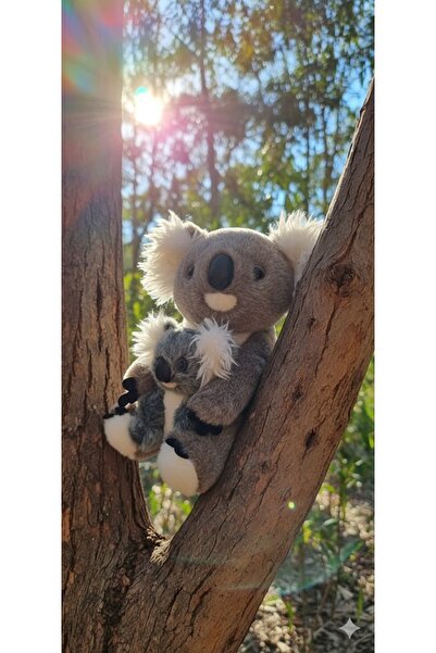 Pufline Elinde Yavrusuyla Koala Peluş Oyuncak
