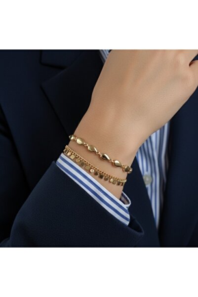 LENTE AKSESUAR Pullu,Sallantılı 14K Altın Kaplama Rengi Bileklik