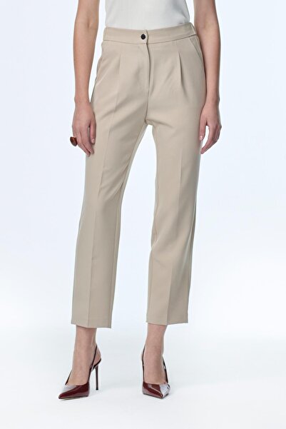 Zühre High Waist Mink Fabric Trousers P-0200