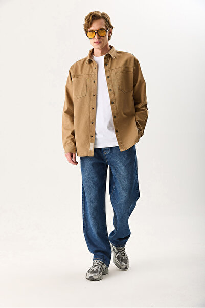 VENA Men's Steve Baggy Fit Elastic Waist Dark Blue Jean Pants 100% Lyocell - Dark Blue