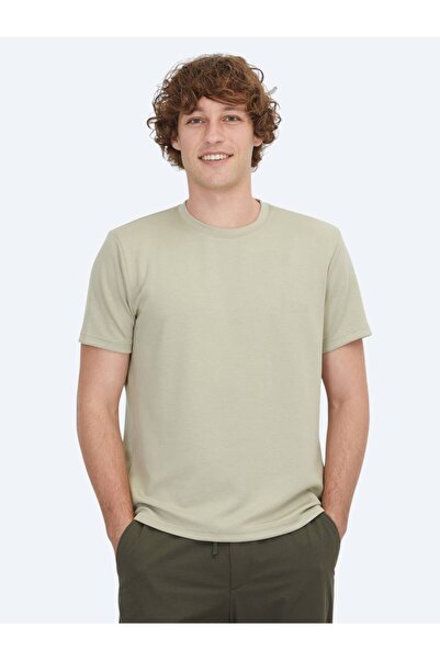 Kip Ανοιχτό χακί μπλουζάκι με λαιμόκοψη