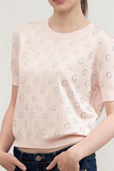 Guess Jasmine g Cn Ss Boxy Swtr Women's Pink Sweater W5Gr05Z3D60-A60W