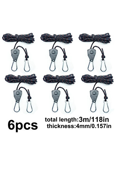 Choice 3 متر 6 قطع 6 قطع خيمة التخييم ربط حبل شد ربط حبل الرياح مشبك بكرة سقا...