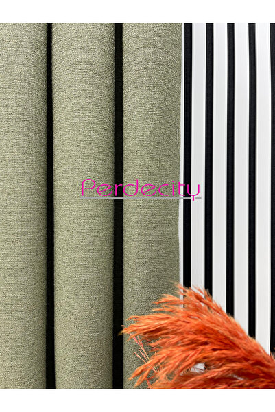 PERDECITY Bohemian Style Linen Gizia Green Background Curtain (Single Panel) Does Not Need Ironing, Heavy Weight, Suitable for Any Room.