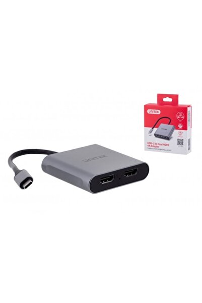 Unitek Adaptor USB-C la 2 x HDMI, Unitek, 4K, 60 Hz, 3840 x 2160, 0.15 m, Gri