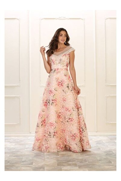 France Mode Rochie de seara inflorata lunga tip princess din tulle cu florice...