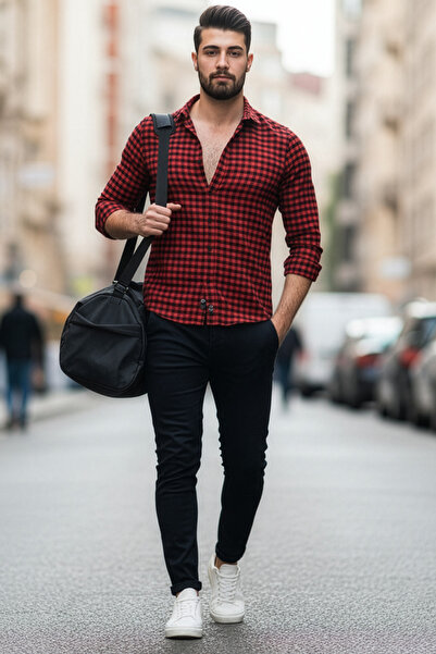 modacix Slimfit Black Color Pötikare Men's Shirt