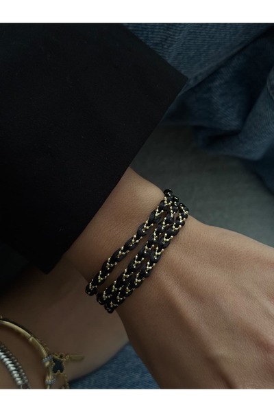 DivaViva Multi Style Dorika Zincirli İp Detaylı Kadın Bileklik (KOD-378)