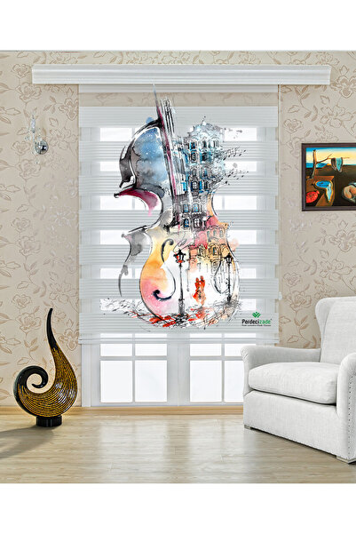 Genel Markalar Renkli Gitar ve Nota Desenli Zebra Perde – YZN-516