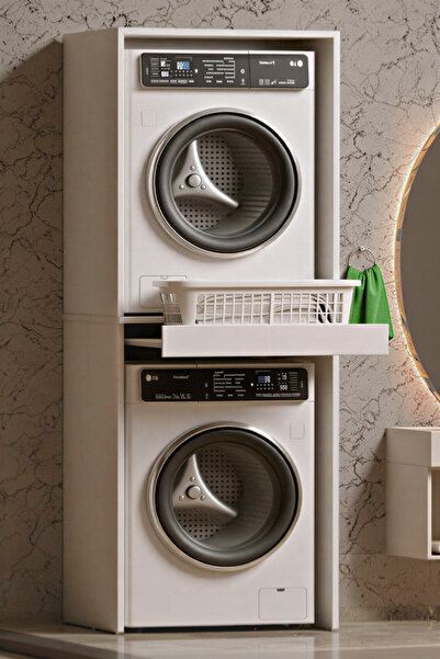 Moonlife Çamaşır Sepeti Çekmeceli Çamaşır Ve Kurutma Makinesi Dolabı