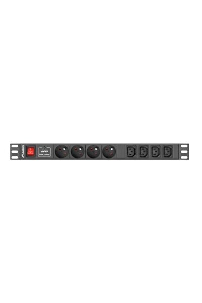 Lanberg PDU 1U 10A, 8 πρίζες (4xE-4xIEC), 2m, Μαύρο