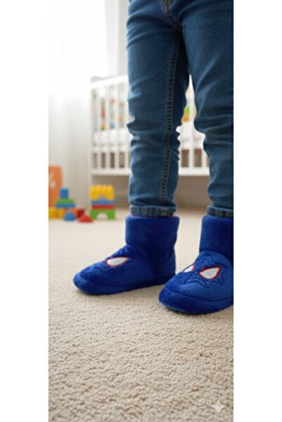 DB Papuci de casă cu model Spiderman cu velcro pentru băieți, cizme de casă