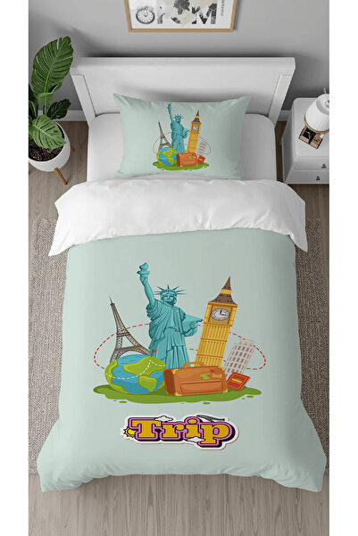 GREENDECOR مجموعة أغطية سرير للأطفال من Holiday Gezi Travel The World Trip، م...