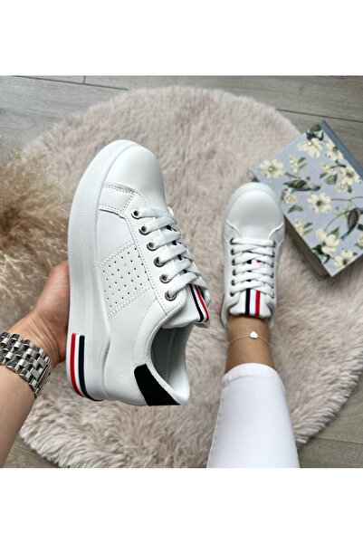 Casual Women's sneakers made of eco-leather, casual, J2185, White