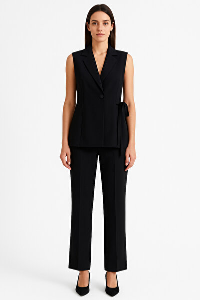 HEDEF DAİSY Women's Clothing Side Tie Single Button Detail Sleeveless Lined Bottom Top Set