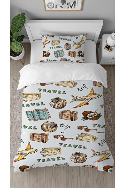 GREENDECOR Holiday Trip Airplane Trip Travel Patterned Digital Printed Specia...
